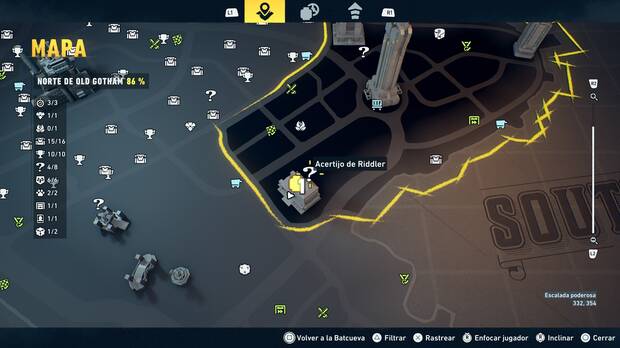 LEGO Batman: El Legado del Caballero Oscuro - Localizaci�n en el mapa del acertijo de Riddler 05 en Norte de Old Gotham