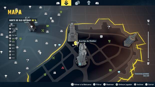 LEGO Batman: El Legado del Caballero Oscuro - Localizaci�n en el mapa del acertijo de Riddler 06 en Norte de Old Gotham