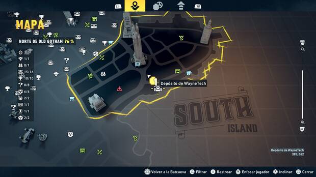 LEGO Batman: El Legado del Caballero Oscuro - Localizaci�n en el mapa del dep�sito de WayneTech 16 en Norte de Old Gotham