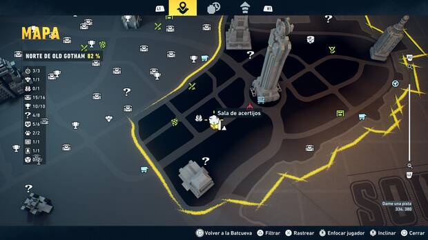 LEGO Batman: El Legado del Caballero Oscuro - Localizaci�n en el mapa de la sala de acertijo 01 en Norte de Old Gotham