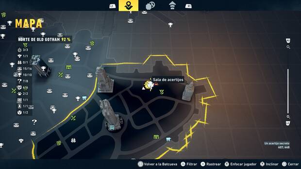 LEGO Batman: El Legado del Caballero Oscuro - Localizaci�n en el mapa de la sala de acertijo 02 en Norte de Old Gotham