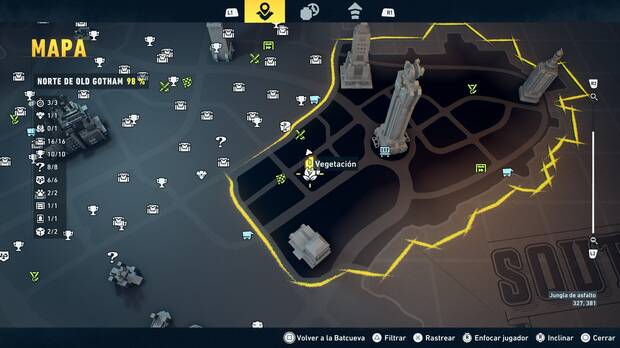 LEGO Batman: El Legado del Caballero Oscuro - Localizaci�n en el mapa de la planta de vegetaci�n 01 en Norte de Old Gotham