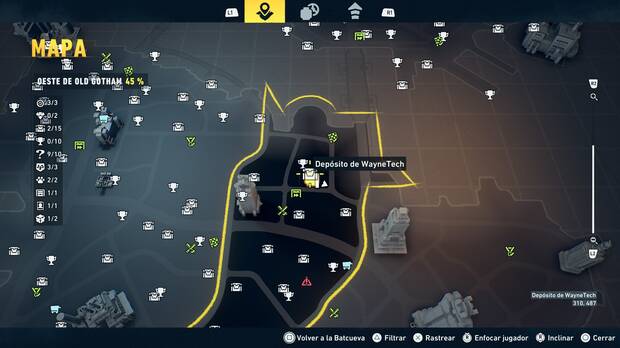 LEGO Batman: El Legado del Caballero Oscuro - Localizaci�n en el mapa del dep�sito de WayneTech 03 en Oeste de Old Gotham