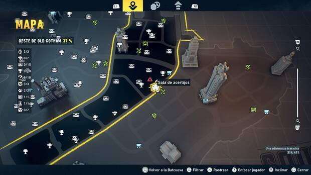 LEGO Batman: El Legado del Caballero Oscuro - Localizaci�n en el mapa de la sala de acertijo 01 en Oeste de Old Gotham