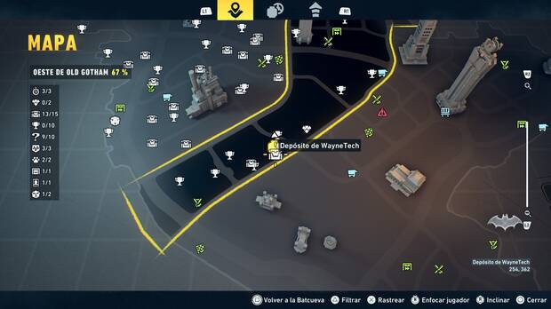 LEGO Batman: El Legado del Caballero Oscuro - Localizaci�n en el mapa del dep�sito de WayneTech 14 en Oeste de Old Gotham