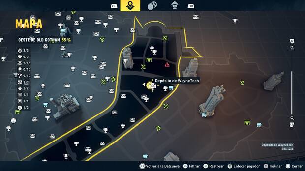 LEGO Batman: El Legado del Caballero Oscuro - Localizaci�n en el mapa del dep�sito de WayneTech 08 en Oeste de Old Gotham