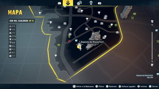 LEGO Batman: El Legado del Caballero Oscuro - Localizaci�n en el mapa del dep�sito de WayneTech 04 en Sur del Cauldron