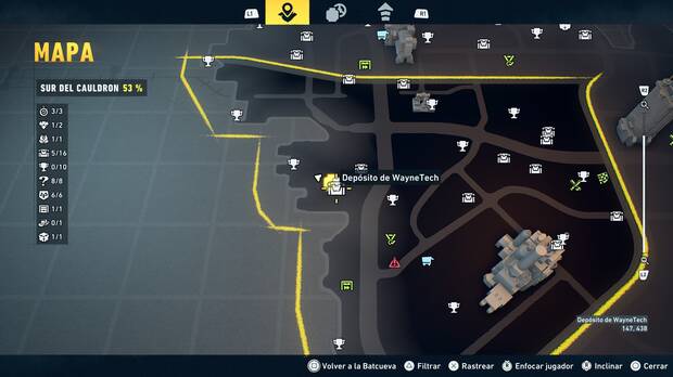 LEGO Batman: El Legado del Caballero Oscuro - Localizaci�n en el mapa del dep�sito de WayneTech 06 en Sur del Cauldron