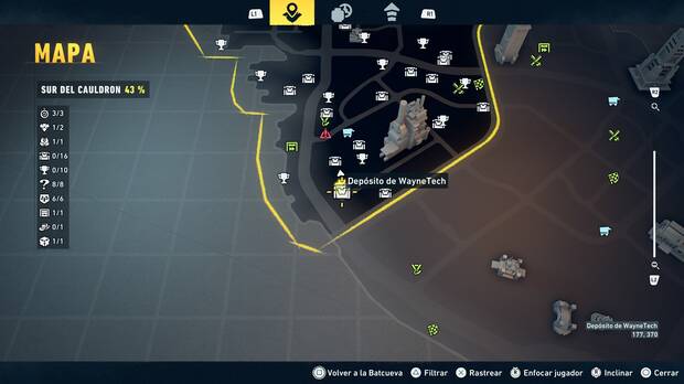 LEGO Batman: El Legado del Caballero Oscuro - Localizaci�n en el mapa del dep�sito de WayneTech 01 en Sur del Cauldron