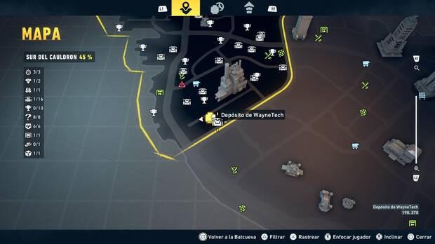 LEGO Batman: El Legado del Caballero Oscuro - Localizaci�n en el mapa del dep�sito de WayneTech 02 en Sur del Cauldron