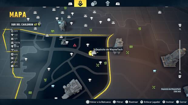 LEGO Batman: El Legado del Caballero Oscuro - Localizaci�n en el mapa del dep�sito de WayneTech 13 en Sur del Cauldron