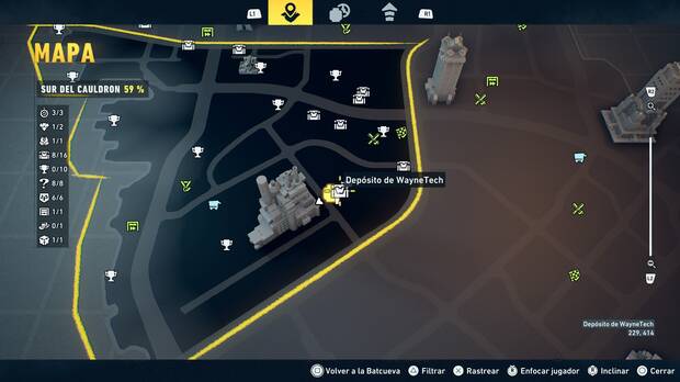 LEGO Batman: El Legado del Caballero Oscuro - Localizaci�n en el mapa del dep�sito de WayneTech 09 en Sur del Cauldron