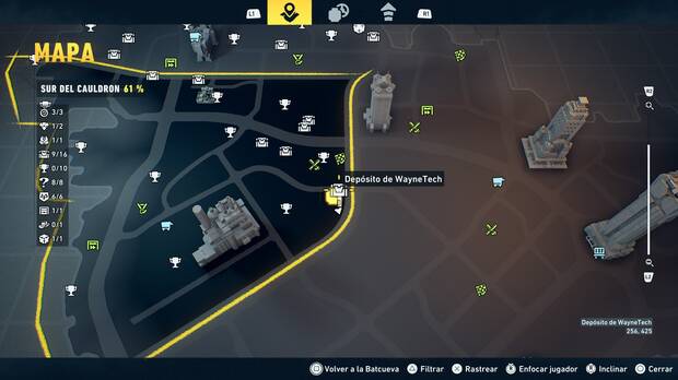 LEGO Batman: El Legado del Caballero Oscuro - Localizaci�n en el mapa del dep�sito de WayneTech 10 en Sur del Cauldron