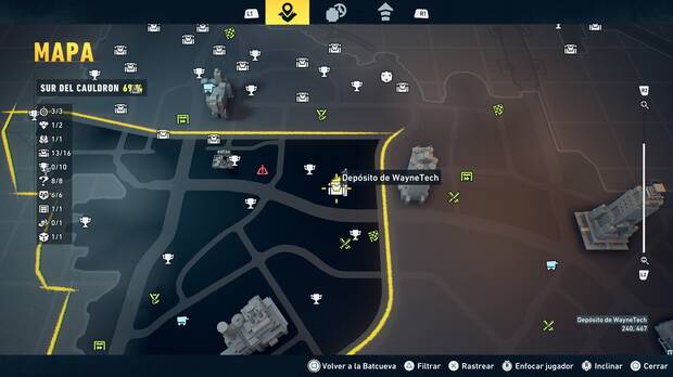 LEGO Batman: El Legado del Caballero Oscuro - Localizaci�n en el mapa del dep�sito de WayneTech 14 en Sur del Cauldron