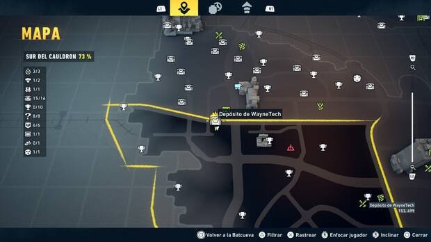 LEGO Batman: El Legado del Caballero Oscuro - Localizaci�n en el mapa del dep�sito de WayneTech 16 en Sur del Cauldron