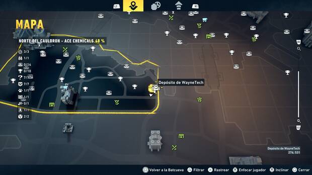 LEGO Batman: El Legado del Caballero Oscuro - Localizaci�n en el mapa del dep�sito de WayneTech 01 en Norte del Cauldron - Ace Chemicals