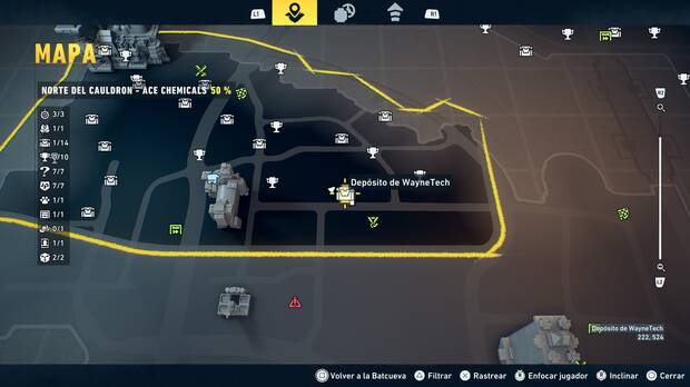 LEGO Batman: El Legado del Caballero Oscuro - Localizaci�n en el mapa del dep�sito de WayneTech 02 en Norte del Cauldron - Ace Chemicals