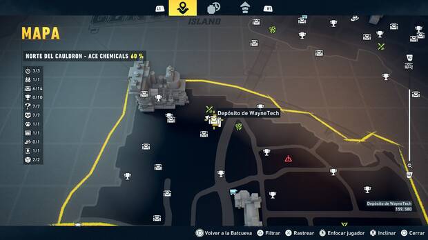 LEGO Batman: El Legado del Caballero Oscuro - Localizaci�n en el mapa del dep�sito de WayneTech 07 en Norte del Cauldron - Ace Chemicals