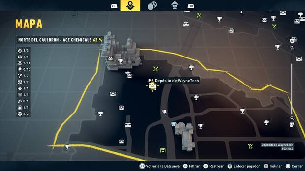 LEGO Batman: El Legado del Caballero Oscuro - Localizaci�n en el mapa del dep�sito de WayneTech 08 en Norte del Cauldron - Ace Chemicals