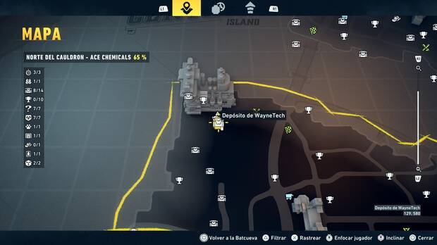 LEGO Batman: El Legado del Caballero Oscuro - Localizaci�n en el mapa del dep�sito de WayneTech 09 en Norte del Cauldron - Ace Chemicals