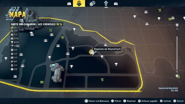 LEGO Batman: El Legado del Caballero Oscuro - Localizaci�n en el mapa del dep�sito de WayneTech 03 en Norte del Cauldron - Ace Chemicals
