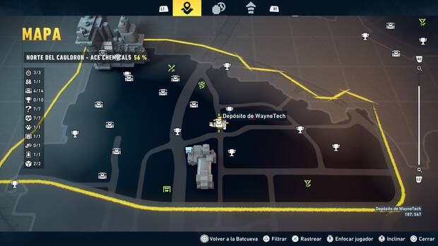 LEGO Batman: El Legado del Caballero Oscuro - Localizaci�n en el mapa del dep�sito de WayneTech 05 en Norte del Cauldron - Ace Chemicals