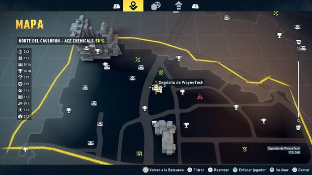 LEGO Batman: El Legado del Caballero Oscuro - Localizaci�n en el mapa del dep�sito de WayneTech 06 en Norte del Cauldron - Ace Chemicals