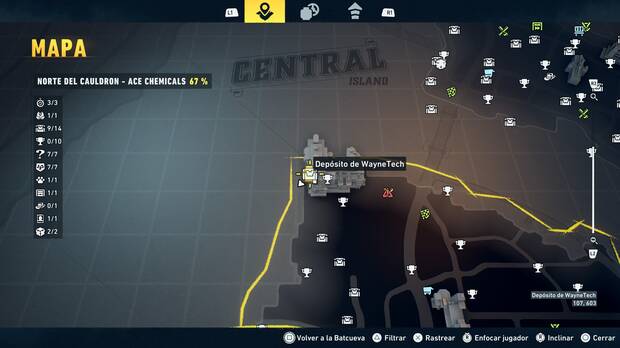 LEGO Batman: El Legado del Caballero Oscuro - Localizaci�n en el mapa del dep�sito de WayneTech 10 en Norte del Cauldron - Ace Chemicals