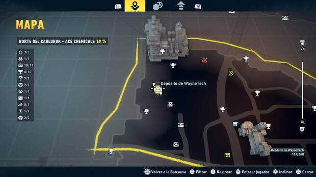 LEGO Batman: El Legado del Caballero Oscuro - Localizaci�n en el mapa del dep�sito de WayneTech 11 en Norte del Cauldron - Ace Chemicals