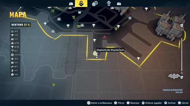 LEGO Batman: El Legado del Caballero Oscuro - Localización en el mapa del depósito de WayneTech 05 en Newtown