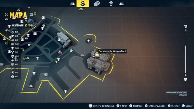 LEGO Batman: El Legado del Caballero Oscuro - Localización en el mapa del depósito de WayneTech 01 en Newtown