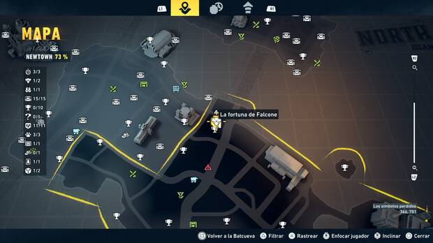 LEGO Batman: El Legado del Caballero Oscuro - Localización en el mapa de la fortuna de Falcone 02 en Newtown