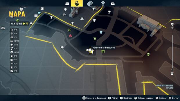 LEGO Batman: El Legado del Caballero Oscuro - Localización en el mapa del trofeo de la Batcueva Ojo 06 en Newtown