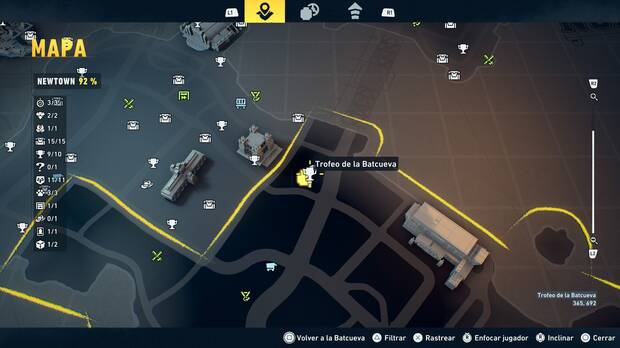LEGO Batman: El Legado del Caballero Oscuro - Localización en el mapa del trofeo de la Batcueva Ojo 10 en Newtown