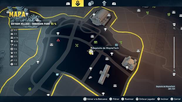 LEGO Batman: El Legado del Caballero Oscuro - Localizaci�n en el mapa del dep�sito de WayneTech 07 en Gotham Village - Robinson Park