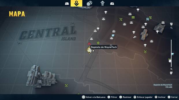 LEGO Batman: El Legado del Caballero Oscuro - Localizaci�n en el mapa del dep�sito de WayneTech 01 en Gotham Village - Robinson Park