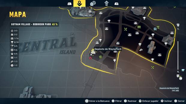 LEGO Batman: El Legado del Caballero Oscuro - Localizaci�n en el mapa del dep�sito de WayneTech 02 en Gotham Village - Robinson Park