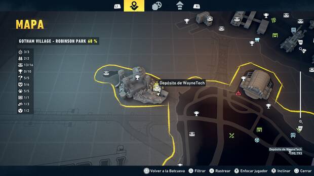 LEGO Batman: El Legado del Caballero Oscuro - Localizaci�n en el mapa del dep�sito de WayneTech 14 en Gotham Village - Robinson Park