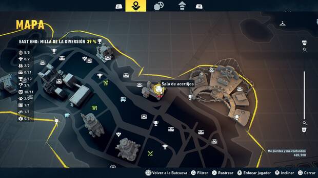 LEGO Batman: El Legado del Caballero Oscuro - Localizaci�n en el mapa de la sala de acertijo 01 en East End - Milla de la diversi�n