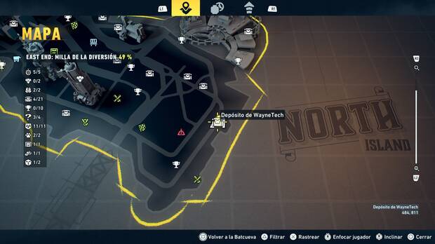 LEGO Batman: El Legado del Caballero Oscuro - Localizaci�n en el mapa del dep�sito de WayneTech 05 en East End - Milla de la diversi�n