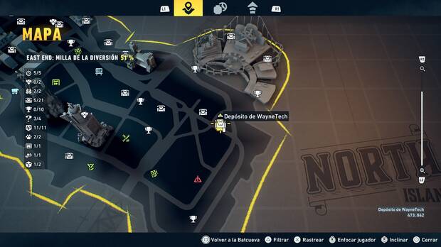 LEGO Batman: El Legado del Caballero Oscuro - Localizaci�n en el mapa del dep�sito de WayneTech 06 en East End - Milla de la diversi�n