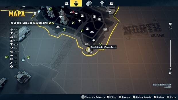 LEGO Batman: El Legado del Caballero Oscuro - Localizaci�n en el mapa del dep�sito de WayneTech 01 en East End - Milla de la diversi�n