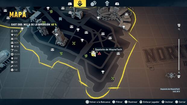LEGO Batman: El Legado del Caballero Oscuro - Localizaci�n en el mapa del dep�sito de WayneTech 04 en East End - Milla de la diversi�n
