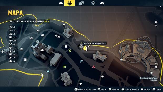 LEGO Batman: El Legado del Caballero Oscuro - Localizaci�n en el mapa del dep�sito de WayneTech 14 en East End - Milla de la diversi�n