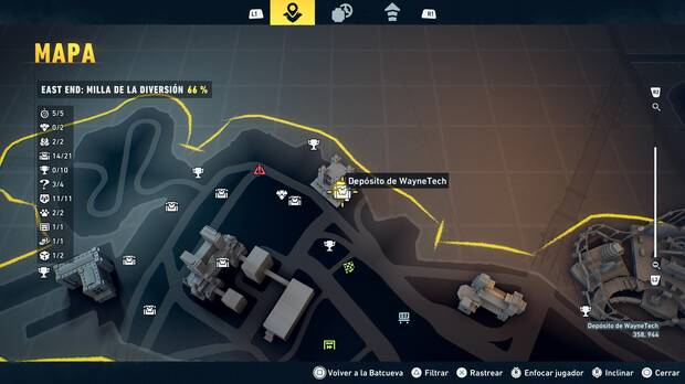LEGO Batman: El Legado del Caballero Oscuro - Localizaci�n en el mapa del dep�sito de WayneTech 15 en East End - Milla de la diversi�n