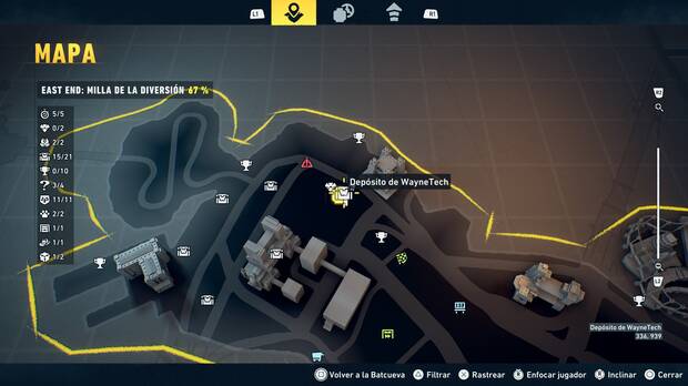 LEGO Batman: El Legado del Caballero Oscuro - Localizaci�n en el mapa del dep�sito de WayneTech 16 en East End - Milla de la diversi�n