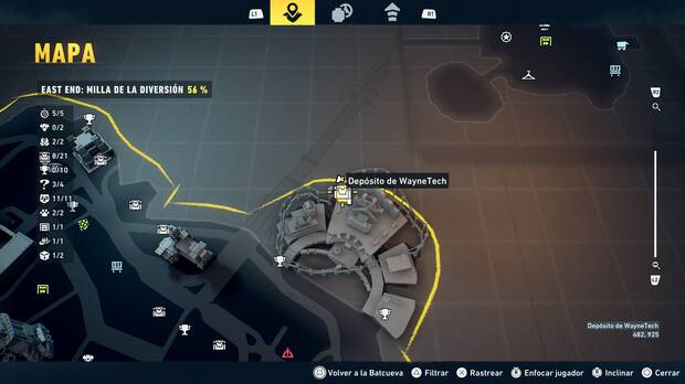 LEGO Batman: El Legado del Caballero Oscuro - Localizaci�n en el mapa del dep�sito de WayneTech 09 en East End - Milla de la diversi�n