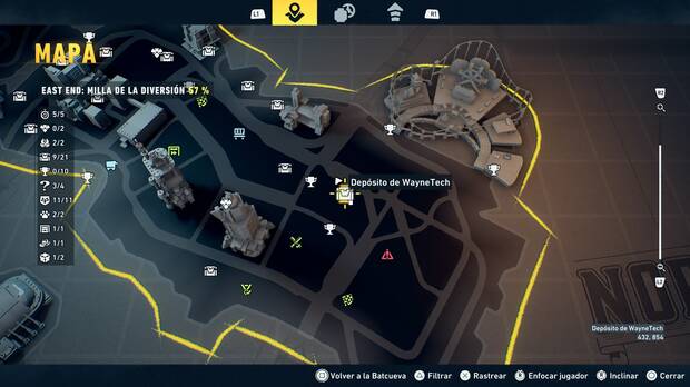 LEGO Batman: El Legado del Caballero Oscuro - Localizaci�n en el mapa del dep�sito de WayneTech 10 en East End - Milla de la diversi�n