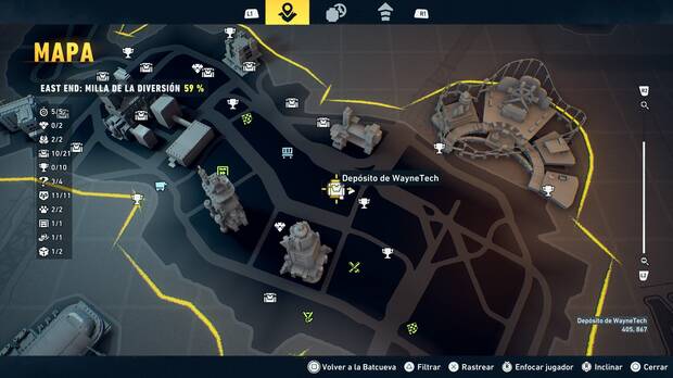 LEGO Batman: El Legado del Caballero Oscuro - Localizaci�n en el mapa del dep�sito de WayneTech 11 en East End - Milla de la diversi�n