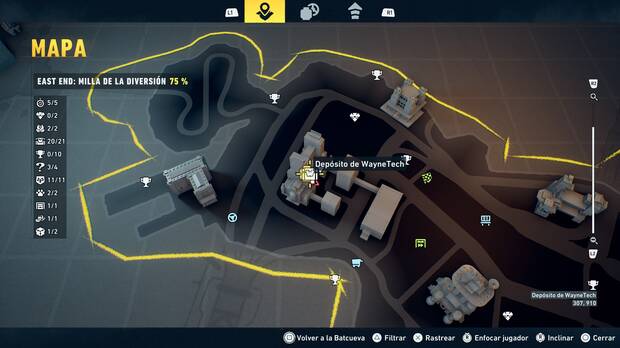 LEGO Batman: El Legado del Caballero Oscuro - Localizaci�n en el mapa del dep�sito de WayneTech 21 en East End - Milla de la diversi�n